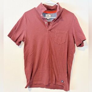 Sperry Men’s Short Sleeve Pocket Polo Shirt Burgundy Maroon Cotton Size M